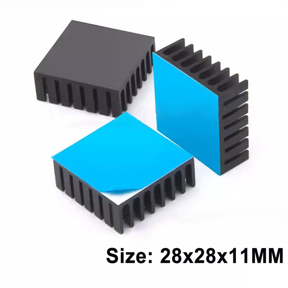 Awxlumv Heat Sink 28x28x11 mm/ 1.1x1.1x 0.43inch Aluminum Small Heatsink with Double Sided Thermal Tape for CPU IC LED Board