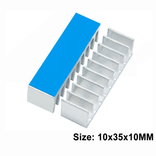 Awxlumv Heat Sink 10x35x10mm / 0.39x1.38x0.39inch Aluminum Small Heatsink with Double Sided Thermal Tape for CPU IC LED Board