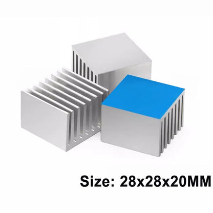 Awxlumv Heat Sink 28x28x20 mm/ 1.1x1.1x 0.79 inch Aluminum Small Heatsink with Double Sided Thermal Tape for CPU IC LED Board