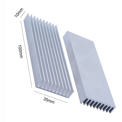 Awxlumv Customized heat sink aluminum profile 100x35x10 mm/ 3.94x1.38x 0.4 inch with Double Sided Thermal Tape for CPU IC LED Board