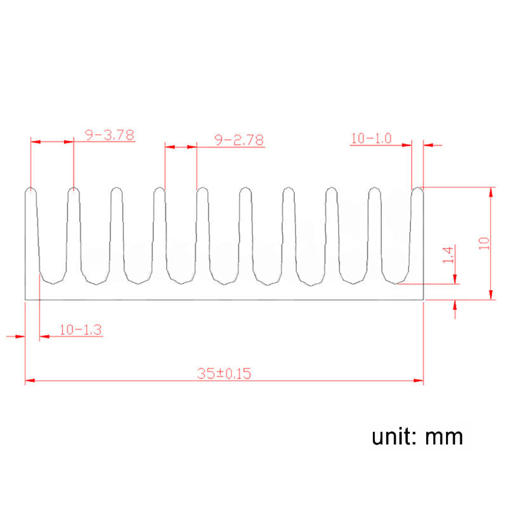 Awxlumv Customized heat sink aluminum profile 100x35x10 mm/ 3.94x1.38x 0.4 inch with Double Sided Thermal Tape for CPU IC LED Board