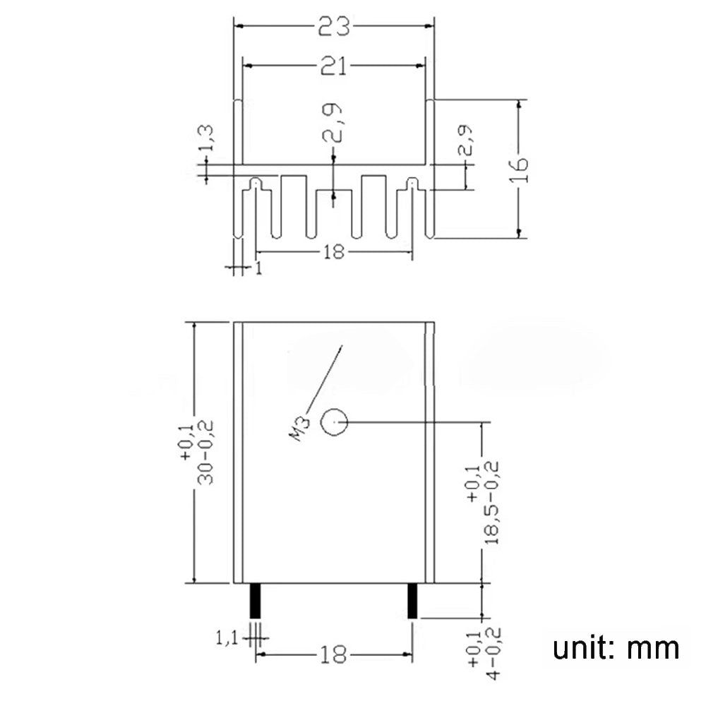 Awxlumv Aluminum profile 30x23x16 mm/ 1.18x0.9x 0.63 inch heat sink MTDA7294 / L298 and other IC special heat sink with Pin