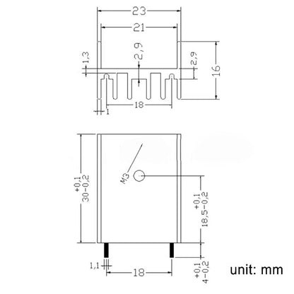 Awxlumv Aluminum profile 30x23x16 mm/ 1.18x0.9x 0.63 inch heat sink MTDA7294 / L298 and other IC special heat sink with Pin