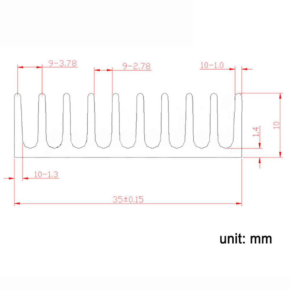 Awxlumv Heat Sink 10x35x10mm / 0.39x1.38x0.39inch Aluminum Small Heatsink with Double Sided Thermal Tape for CPU IC LED Board