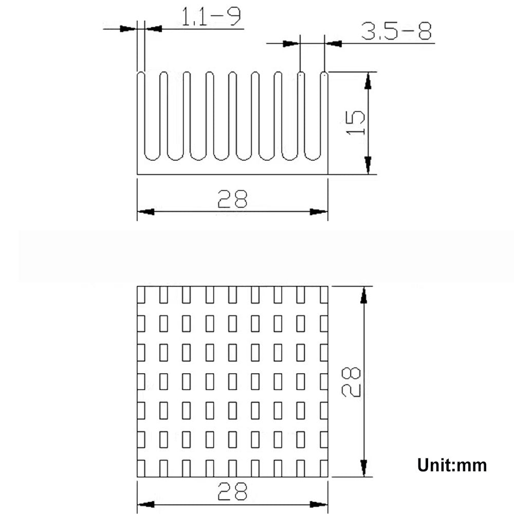 Awxlumv Heat Sink 28x28x15 mm/ 1.1x1.1x 0.59 inch Aluminum Small Heatsink with Double Sided Thermal Tape for CPU IC LED Board