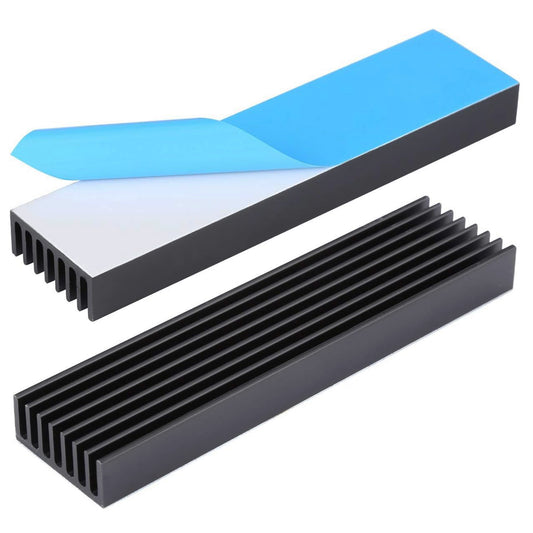 Aluminum Heatsink 100mm(L) x25mm(W) x10mm(H) / 4x1x0.4 Inch with Pre Thermal Conductive Tape -  Black