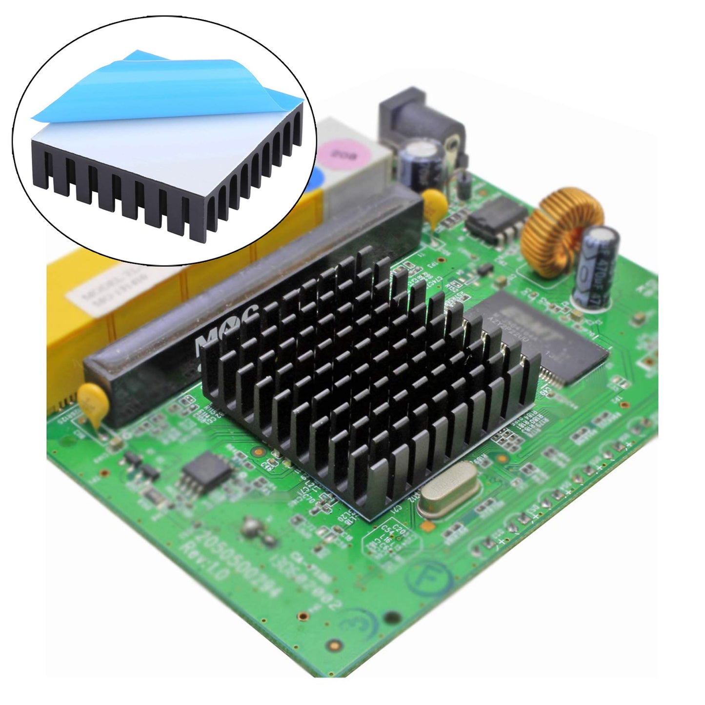 Awxlumv Heatsink 35x35x10mm / 1.38x1.38x0.39 inch Aluminum Small Heatsink with Double Sided Thermal Tape